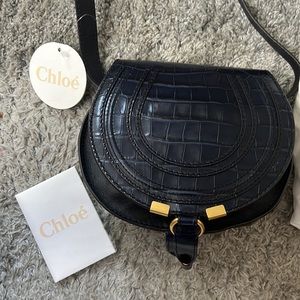 Chloe marcie mini croc embossed leather crossbody